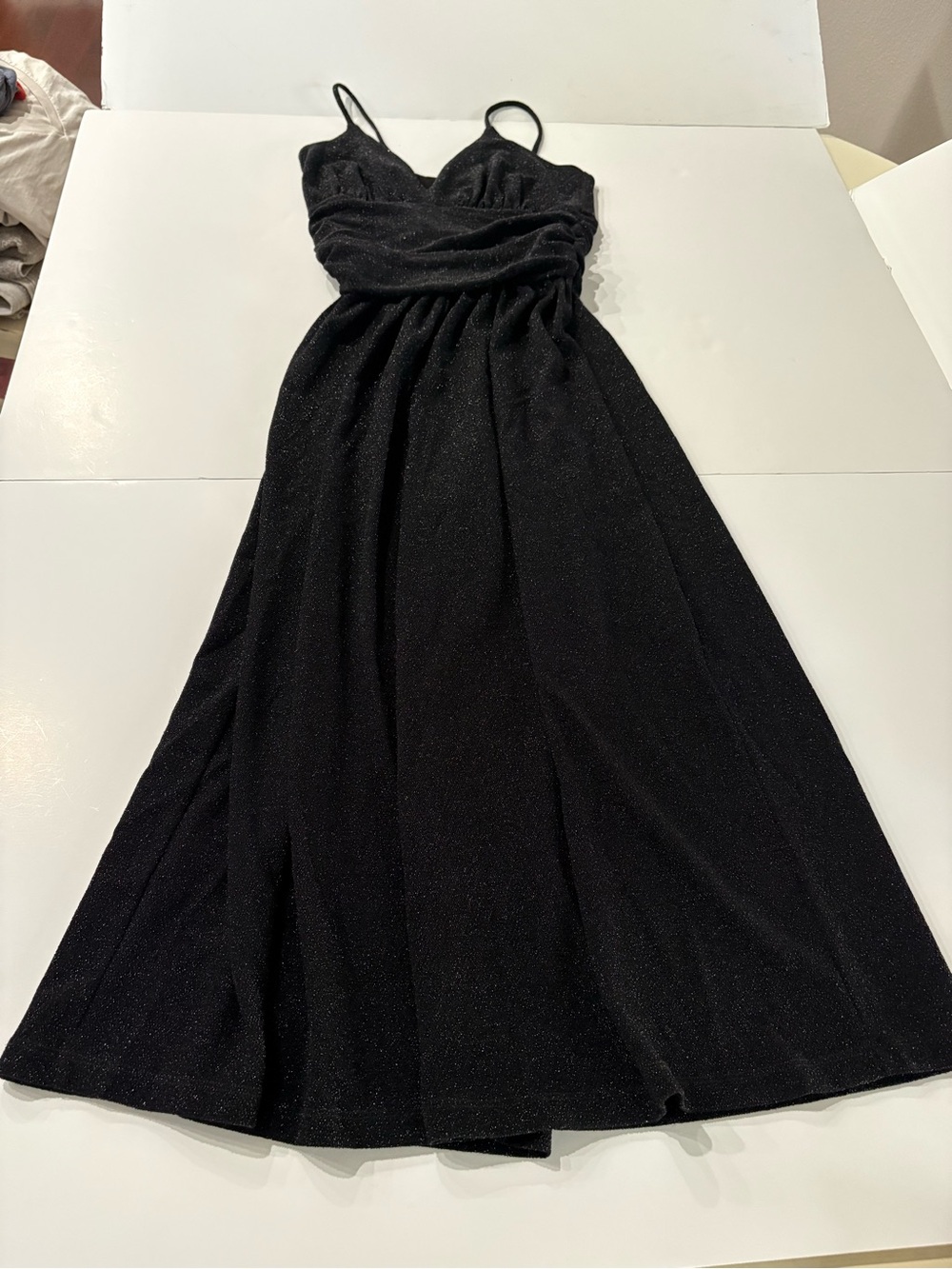 Classic Black Spaghetti-Strap Evening Romper / Jumpsuit with a little sparkle
